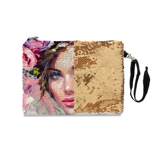 In The Garden - Sequin Makeup Bag